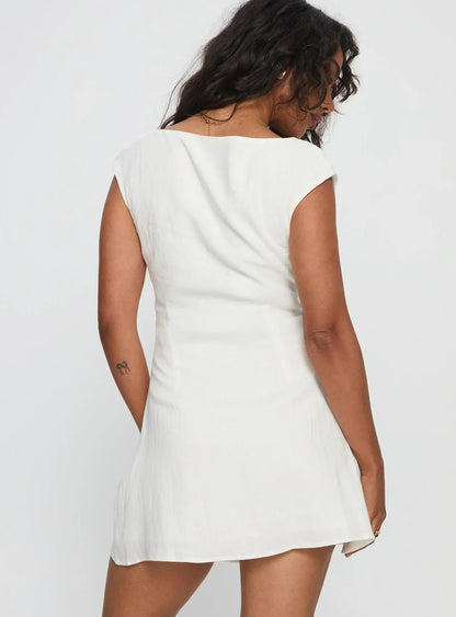 Lover Like Me Linen Mini Dress White