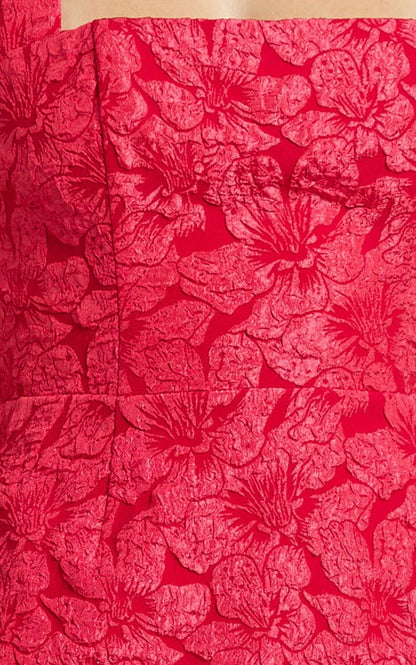 Gabbie Mini Dress - Jacquard Halter Fit And Flare Dress in Red