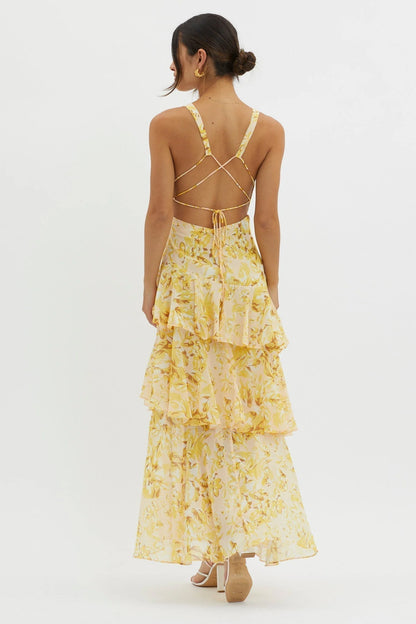 Veda Ruffle Midi Dress