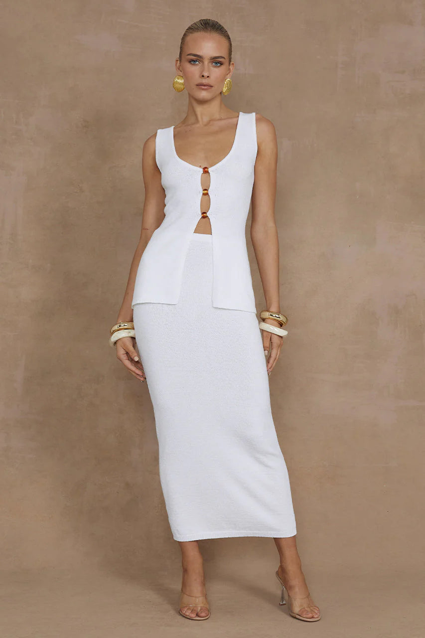 Nadina Midi Skirt - White