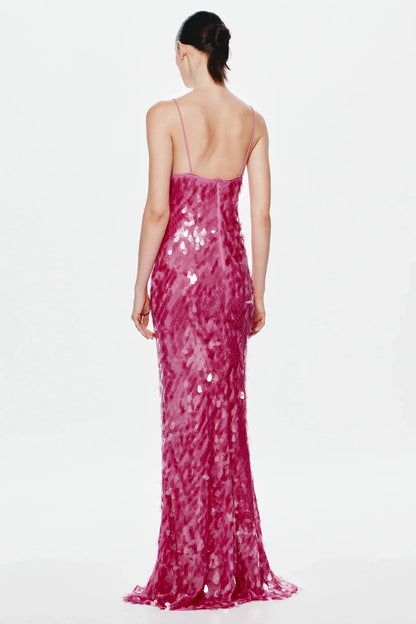 Misha Sapphire Sequin Maxi Dress - Fuchsia