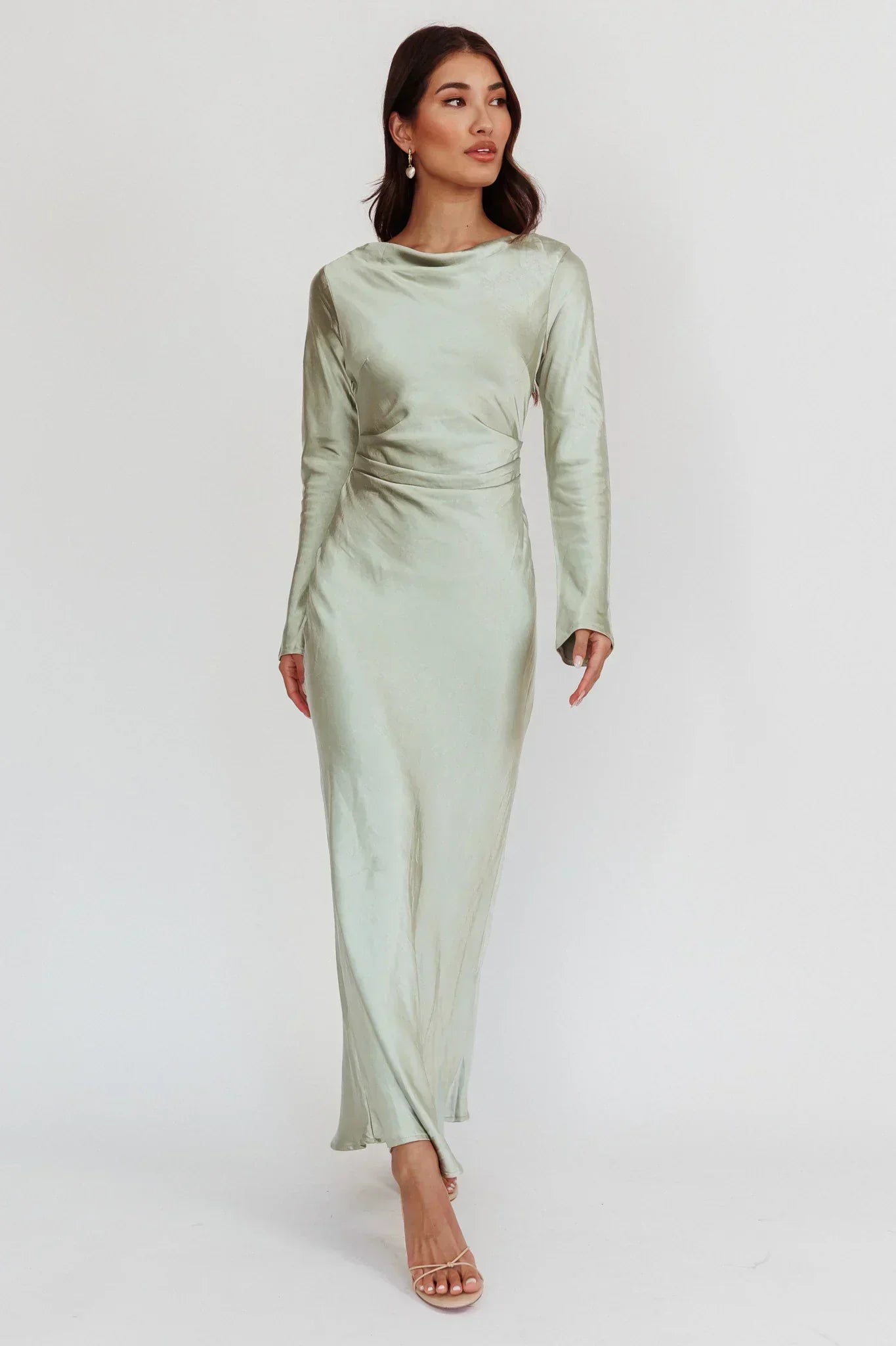 Loveland Cowl Back Midi Dress Sage