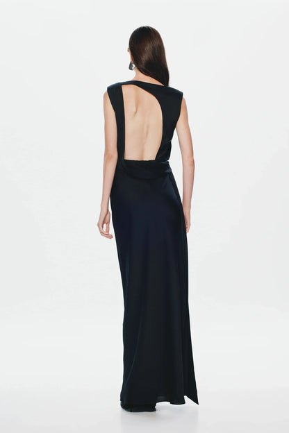 Misha Rocky Satin Dress - Black